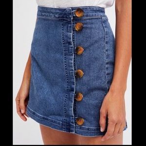 Free People Denim Skirt with Buttons